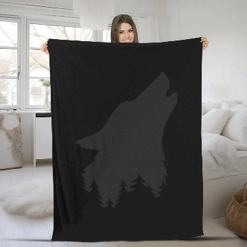 Discover Great Black Wolf for Forest Fleece Blankets