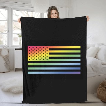 Discover Stars And Stripes / Rainbow Flag (USA / Poster) Fleece Blankets