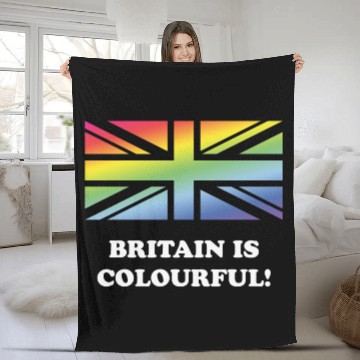 Discover Britain Is Colourful! (Union Jack, United Kingdom) Fleece Blankets
