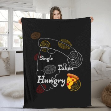 Discover Single Taken Hungry, Pizza is my Valentine Fleece Blankets