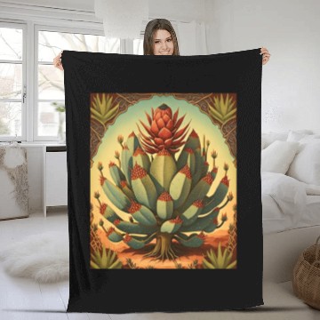 Discover Agave Plant Collectors Agave Mexican Folk Painting Fleece Blankets
