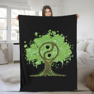 Discover Ying Yang Tree of Life Fleece Blankets