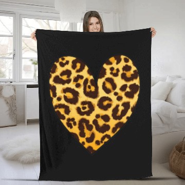 Discover Western Hearts, Leopard Heart, Valentine Cow Fleece Blankets