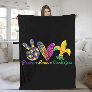 Discover Love Peace Mardi Gras Outfit New Orleans Fleece Blankets
