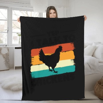Discover Yep I Talk To Chickens Funny Chicken Farmer Retro Fleece Blankets
