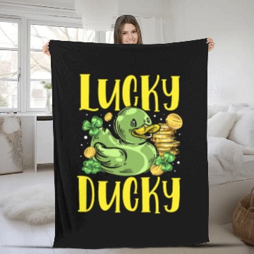 Discover Lucky Ducky Shenanigan Irish Duck St. Patricks Day Fleece Blankets