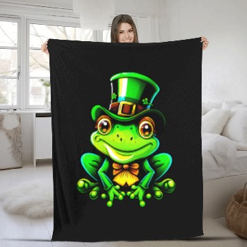 Discover Saint Patrick's Day Frog Lucky Charm Fleece Blankets