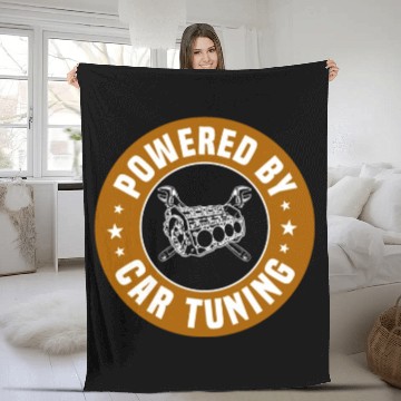 Discover Powered By Car Tuning Fleece Blankets