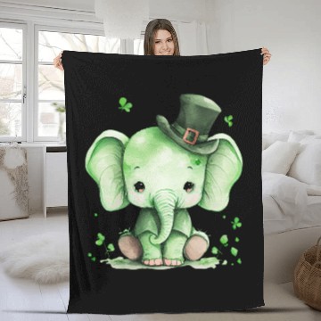 Discover St Patrick's Day Irish Cute Elephant Saint Patrick Fleece Blankets