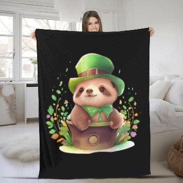 Discover St Patrick's Day Irish Cute Sloth Saint Patrick Fleece Blankets