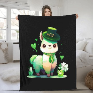 Discover St Patrick's Day Irish Funny Llama Saint Patrick Fleece Blankets
