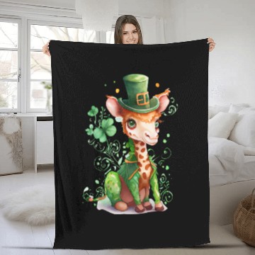 Discover St Patrick's Day Irish Cute Giraffe Saint Patrick Fleece Blankets