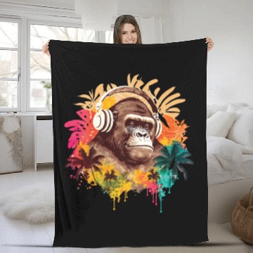 Discover Gorilla DJ Music Fleece Blankets