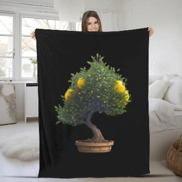 Discover Lemon Bonsai Tree Fleece Blankets