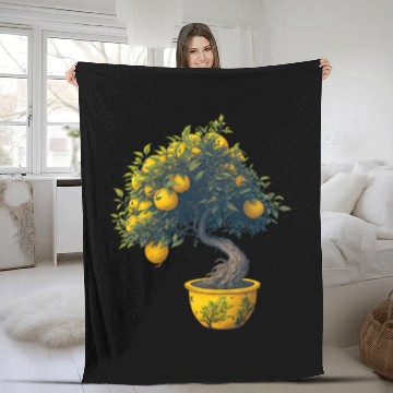 Discover Lemon Bonsai Tree Fleece Blankets