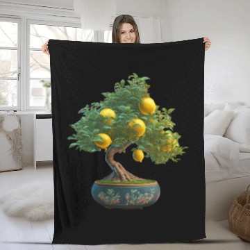 Discover Lemon Bonsai Tree Fleece Blankets