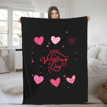 Discover Heart-filled happiness, Happy Valentine's Day Fleece Blankets