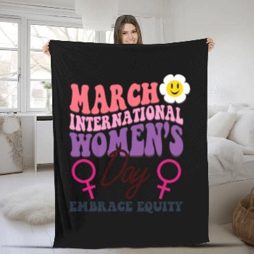 Discover International Women's Day 2023 Theme Embrace Equit Fleece Blankets