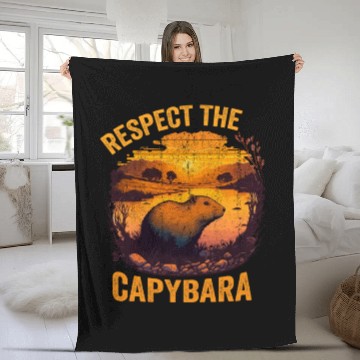 Discover Respect The Capybara Animal Humor Capybara Lover Fleece Blankets