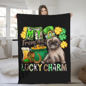 Discover My Frenchie Is My Lucky Charm Fleece Blankets