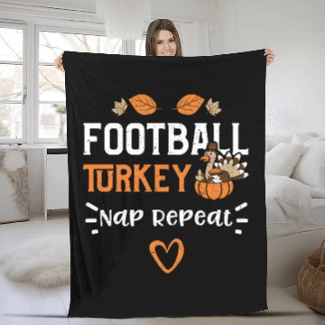 Discover Football Turkey Nap Repeat Fleece Blankets