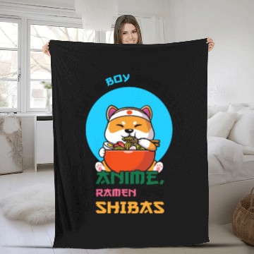 Discover Just a boy who loves anime, ramen and shibas Fleece Blankets