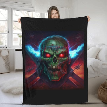 Discover ZOMBIE IRON MAIDEN (version 14) Fleece Blankets