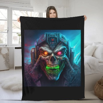 Discover ZOMBIE IRON MAIDEN (version 8) Fleece Blankets