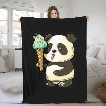 Discover Sweet Panda: Eat Ice Cream Fleece Blankets