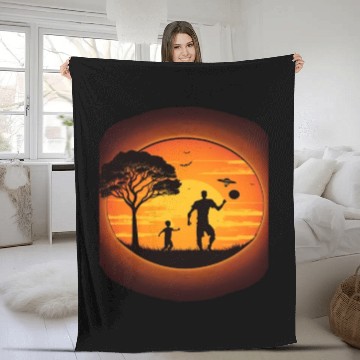 Discover Ultimate Frisbee Fans Father and Son Playing Fleece Blankets