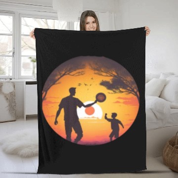 Discover Ultimate Frisbee Fans Father and Son Playing Fleece Blankets