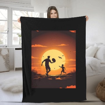 Discover Ultimate Frisbee Fans Father and Son Playing Fleece Blankets
