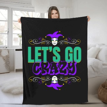 Discover Lettering Let's Go Crazy For Mardi Gras Fleece Blankets