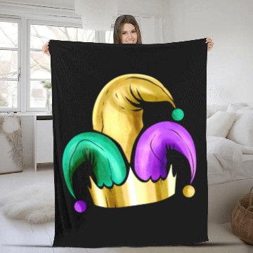 Discover Purple, Yellow Golden And Green Jester Hat For Fleece Blankets
