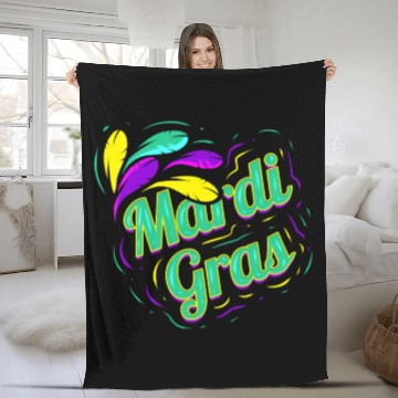 Discover Green Lettering For Mardi Gras Fleece Blankets