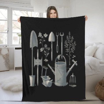 Discover Florist Gardener Dad Grayscale Gardening Tools Fleece Blankets