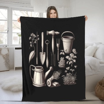 Discover Florist Gardener Dad Grayscale Gardening Tools Fleece Blankets