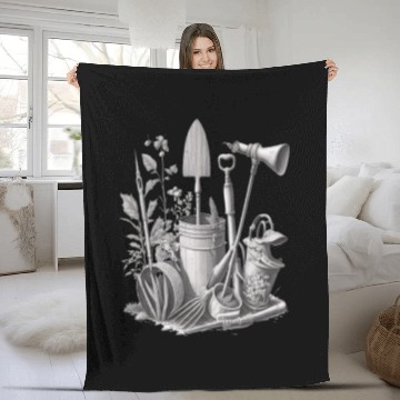 Discover Florist Gardener Dad Grayscale Gardening Tools Fleece Blankets