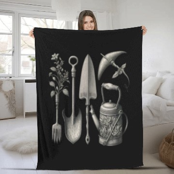 Discover Florist Gardener Dad Grayscale Gardening Tools Fleece Blankets