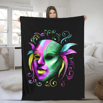 Discover Yellow, Purple And Green Mask For Mardi Gras Fleece Blankets
