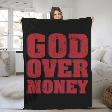 Discover God Over Money Fleece Blankets