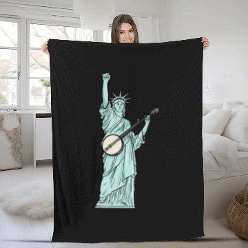 Discover Statue Of Liberty Banjo Musician Design for Fleece Blankets