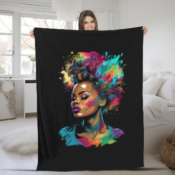 Discover Black Queen Afro Melanin pop Art Black History Fleece Blankets