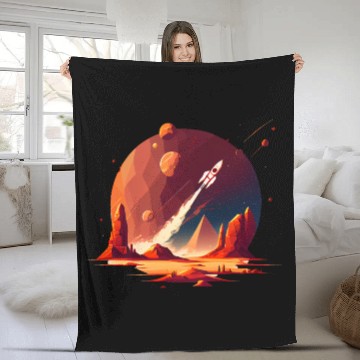 Discover Vintage Space Science Mars Fiction Geek Solar Fleece Blankets