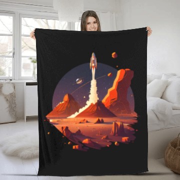 Discover Vintage Space Science Mars Fiction Geek Solar Fleece Blankets