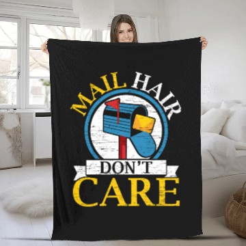 Discover Mail Hair Don't Care Mailman Postal Worker Fleece Blankets