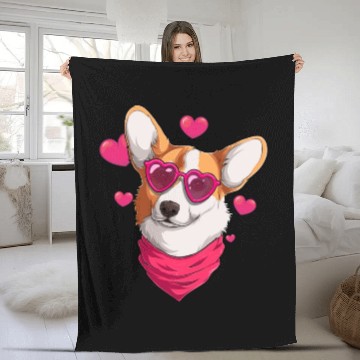 Discover Welsh Corgi Valentines Day Red Hearts Corgi Lover Fleece Blankets