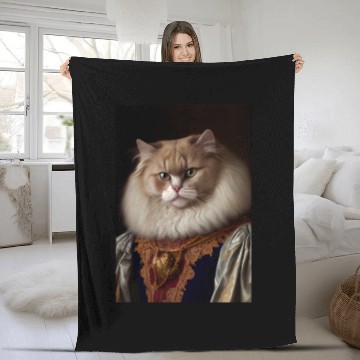 Discover Angora Persian Cat Breed Portrait Royal Renaissanc Fleece Blankets