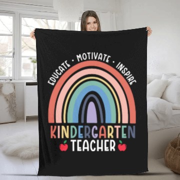 Discover Educate Motivate Inspire Kindergarten Teacher Fleece Blankets