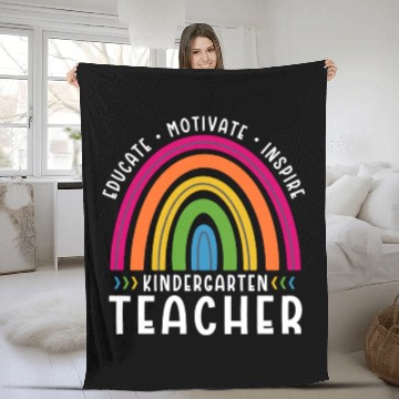 Discover Educate Motivate Inspire Kindergarten Teacher Fleece Blankets